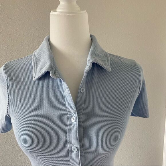 Forever 21 Button Front Tee Dress Ribbed Short Sleeves SZ S - Picture 4 of 14